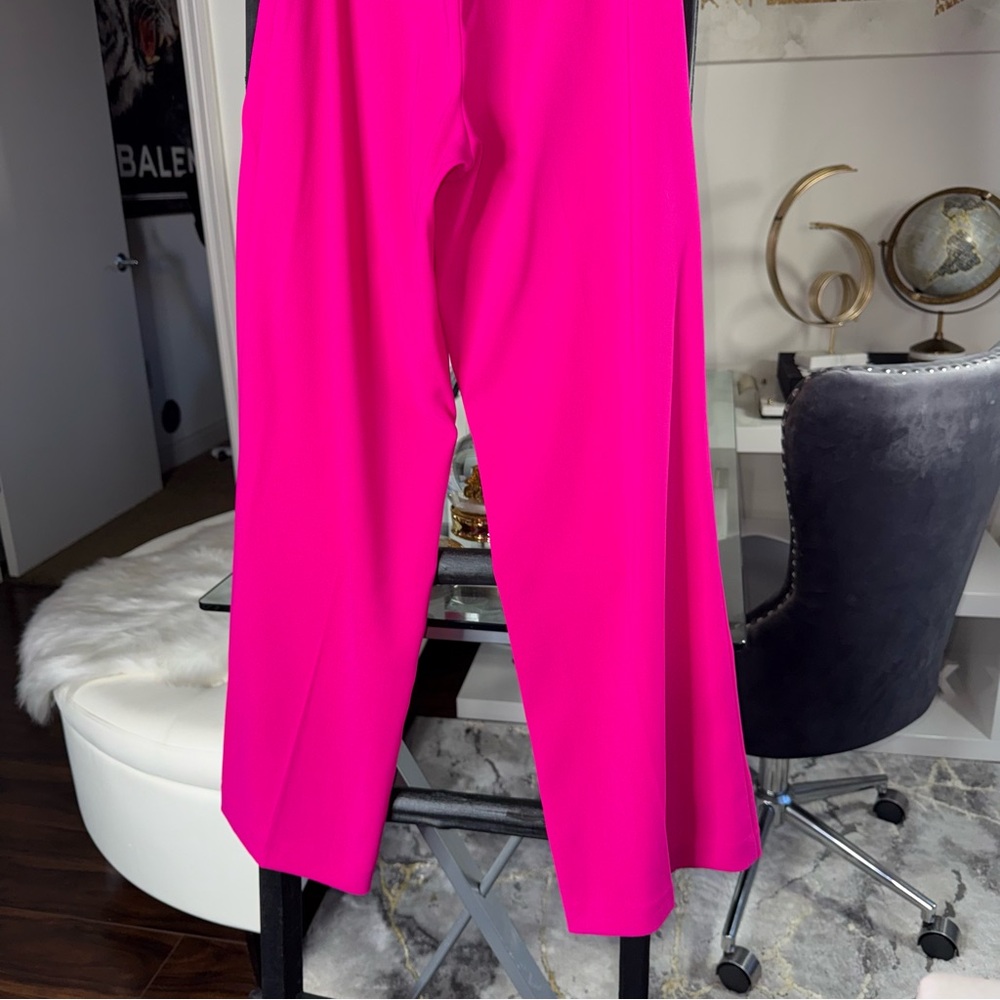 New Express Editor Hot Pink High Waisted Wide Leg Tailored Dress Pants Womens 4 - Picture 9 of 11